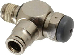 Norgren - 1/8" Tube Inlet x 1/4" NPT Outlet Tamper Resistant Flow Control Valve - 5 to 150 psi, Needle Valve & Brass Material - Eagle Tool & Supply