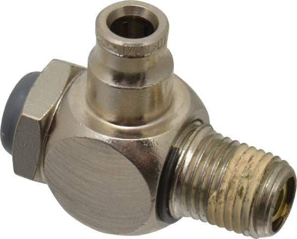 Norgren - 1/4" Tube Inlet x 1/4" NPT Outlet Tamper Resistant Flow Control Valve - 5 to 150 psi, Needle Valve & Brass Material - Eagle Tool & Supply