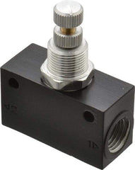 Norgren - 1/4" NPT Inlet x 1/4" NPT Outlet In-Line Flow Control Valve - 15 to 145 psi, Needle Valve & Aluminum Material - Eagle Tool & Supply