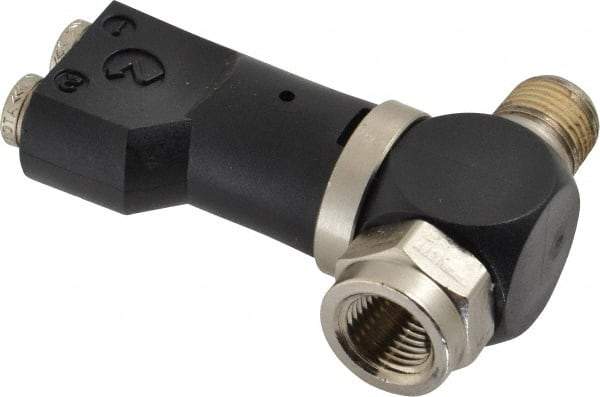 Norgren - 5/32" Tube x 1/8" NPTF Pressure Sensor Fitting Valve - 0 to 145 psi & Brass Material - Eagle Tool & Supply