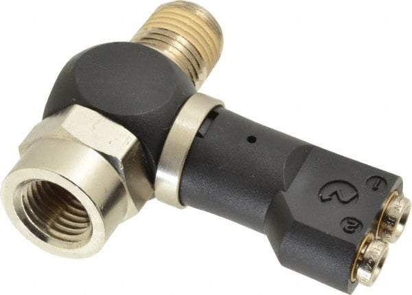 Norgren - 5/32" Tube x 1/4" NPTF Pressure Sensor Fitting Valve - 0 to 145 psi & Brass Material - Eagle Tool & Supply