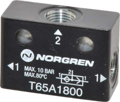 Norgren - 1/8" NPT x 1/8" NPT Shuttle Valve - 10 to 145 psi & Zinc Body - Eagle Tool & Supply