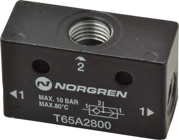 Norgren - 1/4" NPT x 1/4" NPT Shuttle Valve - 10 to 145 psi & Zinc Body - Eagle Tool & Supply