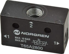 Norgren - 1/4" NPT x 1/4" NPT Shuttle Valve - 10 to 145 psi & Zinc Body - Eagle Tool & Supply