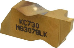 Kennametal - 3078NG K Grade KC730, 1.98mm Cutting Width Carbide Grooving Insert - 2.39mm Max Depth of Cut, Left Hand, 0.19mm Corner Radius, TiN Finish - Eagle Tool & Supply