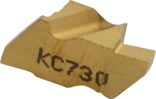 Kennametal - 2062NGP Grade KC730, 1.58mm Cutting Width Carbide Grooving Insert - 2.79mm Max Depth of Cut, Left Hand, 0.19mm Corner Radius, TiN Finish - Eagle Tool & Supply