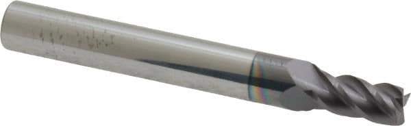 Accupro - 13/64", 3/8" LOC, 1/4" Shank Diam, 2" OAL, 4 Flute, Solid Carbide Square End Mill - Single End, AlTiN Finish, Spiral Flute, 40° Helix, Centercutting, Right Hand Cut, Right Hand Flute - Eagle Tool & Supply