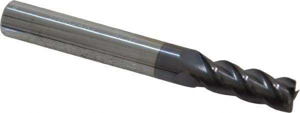 Accupro - 9/32", 3/4" LOC, 5/16" Shank Diam, 2-1/2" OAL, 4 Flute, Solid Carbide Square End Mill - Single End, AlTiN Finish, Spiral Flute, 40° Helix, Centercutting, Right Hand Cut, Right Hand Flute - Eagle Tool & Supply