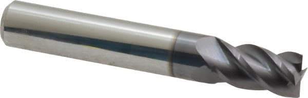 Accupro - 19/64", 1/2" LOC, 5/16" Shank Diam, 2" OAL, 4 Flute, Solid Carbide Square End Mill - Single End, AlTiN Finish, Spiral Flute, 40° Helix, Centercutting, Right Hand Cut, Right Hand Flute - Eagle Tool & Supply