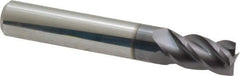 Accupro - 19/64", 1/2" LOC, 5/16" Shank Diam, 2" OAL, 4 Flute, Solid Carbide Square End Mill - Single End, AlTiN Finish, Spiral Flute, 40° Helix, Centercutting, Right Hand Cut, Right Hand Flute - Eagle Tool & Supply