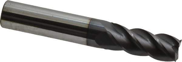 Accupro - 27/64", 1" LOC, 7/16" Shank Diam, 2-3/4" OAL, 4 Flute, Solid Carbide Square End Mill - Single End, AlTiN Finish, Spiral Flute, 40° Helix, Centercutting, Right Hand Cut, Right Hand Flute - Eagle Tool & Supply