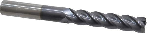 Accupro - 7/16", 2" LOC, 7/16" Shank Diam, 4" OAL, 4 Flute, Solid Carbide Square End Mill - Single End, AlTiN Finish, Spiral Flute, 40° Helix, Centercutting, Right Hand Cut, Right Hand Flute - Eagle Tool & Supply