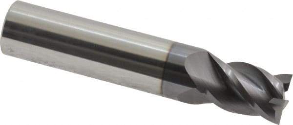 Accupro - 29/64", 5/8" LOC, 1/2" Shank Diam, 2-1/2" OAL, 4 Flute, Solid Carbide Square End Mill - Single End, AlTiN Finish, Spiral Flute, 40° Helix, Centercutting, Right Hand Cut, Right Hand Flute - Eagle Tool & Supply
