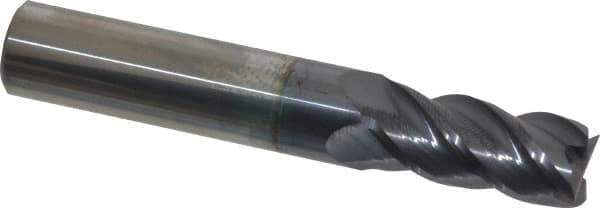 Accupro - 15/32", 1" LOC, 1/2" Shank Diam, 3" OAL, 4 Flute, Solid Carbide Square End Mill - Single End, AlTiN Finish, Spiral Flute, 40° Helix, Centercutting, Right Hand Cut, Right Hand Flute - Eagle Tool & Supply