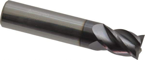Accupro - 15/32", 5/8" LOC, 1/2" Shank Diam, 2-1/2" OAL, 4 Flute, Solid Carbide Square End Mill - Single End, AlTiN Finish, Spiral Flute, 40° Helix, Centercutting, Right Hand Cut, Right Hand Flute - Eagle Tool & Supply