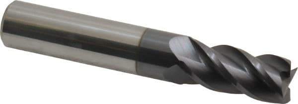 Accupro - 31/64", 1" LOC, 1/2" Shank Diam, 3" OAL, 4 Flute, Solid Carbide Square End Mill - Single End, AlTiN Finish, Spiral Flute, 40° Helix, Centercutting, Right Hand Cut, Right Hand Flute - Eagle Tool & Supply