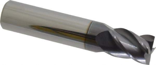 Accupro - 31/64", 5/8" LOC, 1/2" Shank Diam, 2-1/2" OAL, 4 Flute, Solid Carbide Square End Mill - Single End, AlTiN Finish, Spiral Flute, 40° Helix, Centercutting, Right Hand Cut, Right Hand Flute - Eagle Tool & Supply