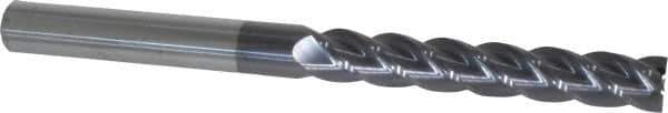 Accupro - 1/2", 3" LOC, 1/2" Shank Diam, 6" OAL, 4 Flute, Solid Carbide Square End Mill - Single End, AlTiN Finish, Spiral Flute, 40° Helix, Centercutting, Right Hand Cut, Right Hand Flute - Eagle Tool & Supply