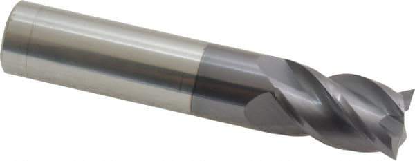 Accupro - 9/16", 7/8" LOC, 9/16" Shank Diam, 3" OAL, 4 Flute, Solid Carbide Square End Mill - Single End, AlTiN Finish, Spiral Flute, 40° Helix, Centercutting, Right Hand Cut, Right Hand Flute - Eagle Tool & Supply
