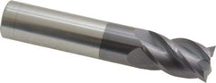 Accupro - 9/16", 7/8" LOC, 9/16" Shank Diam, 3" OAL, 4 Flute, Solid Carbide Square End Mill - Single End, AlTiN Finish, Spiral Flute, 40° Helix, Centercutting, Right Hand Cut, Right Hand Flute - Eagle Tool & Supply