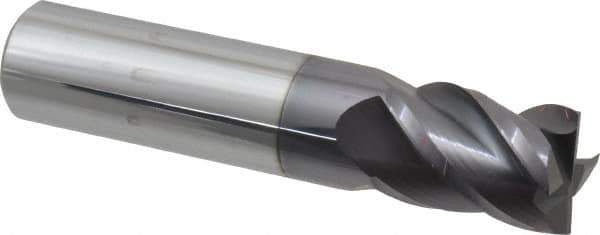 Accupro - 5/8", 7/8" LOC, 5/8" Shank Diam, 3" OAL, 4 Flute, Solid Carbide Square End Mill - Single End, AlTiN Finish, Spiral Flute, 40° Helix, Centercutting, Right Hand Cut, Right Hand Flute - Eagle Tool & Supply