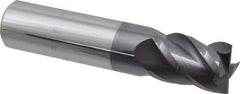 Accupro - 5/8", 7/8" LOC, 5/8" Shank Diam, 3" OAL, 4 Flute, Solid Carbide Square End Mill - Single End, AlTiN Finish, Spiral Flute, 40° Helix, Centercutting, Right Hand Cut, Right Hand Flute - Eagle Tool & Supply
