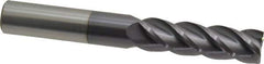 Accupro - 5/8", 2-1/8" LOC, 5/8" Shank Diam, 4-5/8" OAL, 4 Flute, Solid Carbide Square End Mill - Single End, AlTiN Finish, Spiral Flute, 40° Helix, Centercutting, Right Hand Cut, Right Hand Flute - Eagle Tool & Supply
