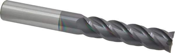 Accupro - 3/4", 3" LOC, 3/4" Shank Diam, 6" OAL, 4 Flute, Solid Carbide Square End Mill - Single End, AlTiN Finish, Spiral Flute, 40° Helix, Centercutting, Right Hand Cut, Right Hand Flute - Eagle Tool & Supply