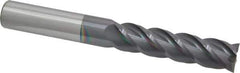 Accupro - 3/4", 3" LOC, 3/4" Shank Diam, 6" OAL, 4 Flute, Solid Carbide Square End Mill - Single End, AlTiN Finish, Spiral Flute, 40° Helix, Centercutting, Right Hand Cut, Right Hand Flute - Eagle Tool & Supply