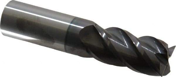 Accupro - 7/8", 1-3/4" LOC, 7/8" Shank Diam, 4" OAL, 4 Flute, Solid Carbide Square End Mill - Single End, AlTiN Finish, Spiral Flute, 40° Helix, Centercutting, Right Hand Cut, Right Hand Flute - Eagle Tool & Supply