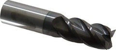 Accupro - 7/8", 1-3/4" LOC, 7/8" Shank Diam, 4" OAL, 4 Flute, Solid Carbide Square End Mill - Single End, AlTiN Finish, Spiral Flute, 40° Helix, Centercutting, Right Hand Cut, Right Hand Flute - Eagle Tool & Supply