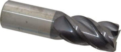 Accupro - 1", 1-3/4" LOC, 1" Shank Diam, 4" OAL, 4 Flute, Solid Carbide Square End Mill - Single End, AlTiN Finish, Spiral Flute, 40° Helix, Centercutting, Right Hand Cut, Right Hand Flute - Eagle Tool & Supply