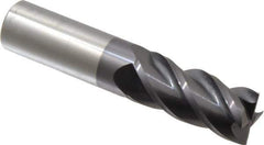 Accupro - 1", 2-1/4" LOC, 1" Shank Diam, 5" OAL, 4 Flute, Solid Carbide Square End Mill - Single End, AlTiN Finish, Spiral Flute, 40° Helix, Centercutting, Right Hand Cut, Right Hand Flute - Eagle Tool & Supply