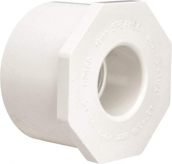 Value Collection - 3 x 1-1/4" PVC Plastic Pipe Bushing - Schedule 40, Spig x Slip End Connections - Eagle Tool & Supply