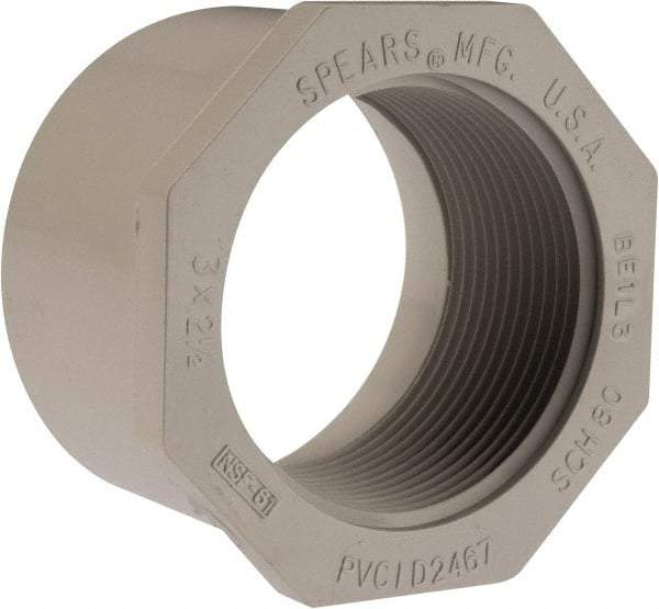 Value Collection - 3 x 2-1/2" PVC Plastic Pipe Bushing - Schedule 40, Spig x FIPT End Connections - Eagle Tool & Supply