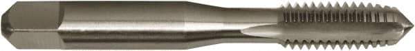 Vermont Tap & Die - 3/8-24 UNF 2/3B 4 Flute Bright Finish High Speed Steel Straight Flute Standard Hand Tap - Plug, Right Hand Thread, 2-15/16" OAL, 1-1/4" Thread Length, H3 Limit, Oversize - Eagle Tool & Supply