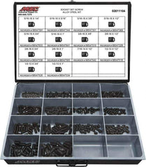 Value Collection - 500 Piece, 5/16 to 1/2, Steel Set Screw Assortment - Socket Cap Head, Hex Socket Drive, 1 to 3/4" Long - Eagle Tool & Supply