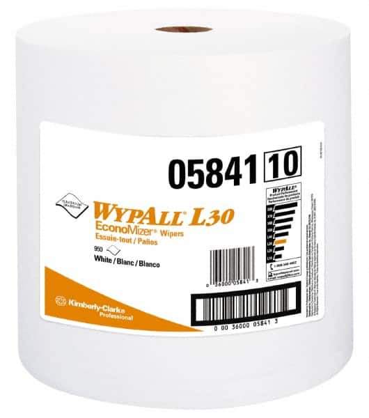 WypAll - L30 Dry General Purpose Wipes - Jumbo Roll, 13-1/4" x 12-3/8" Sheet Size, White - Eagle Tool & Supply