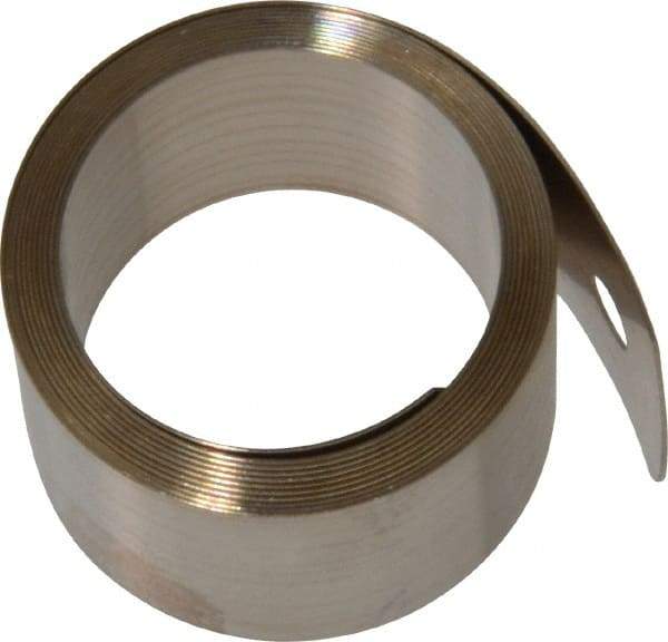 Gardner Spring - 0.012" Thick x 38" Long, 5 Lb Capacity Constant Force Spring - 0.81" Wide, 1.02" ID of Reflection, 1.84" Initial Extension, 0.187" End Hole Diam - Eagle Tool & Supply