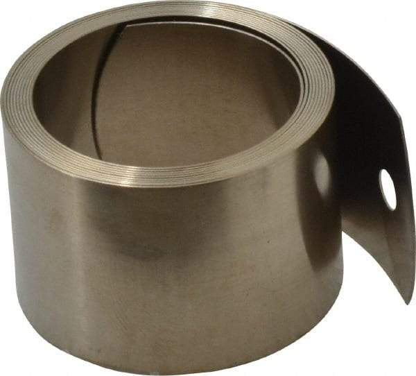 Gardner Spring - 0.014" Thick x 43" Long, 7 Lb Capacity Constant Force Spring - 1" Wide, 1.19" ID of Reflection, 2.14" Initial Extension, 0.187" End Hole Diam - Eagle Tool & Supply