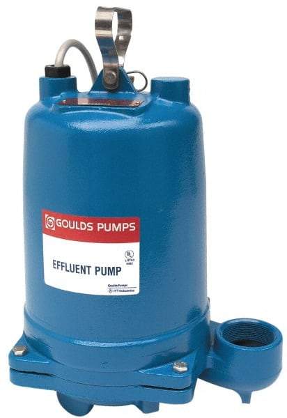 Goulds Pumps - 3/4 hp, 230 Amp Rating, 230 Volts, Capacitor Start Operation, Effluent Pump - 1 Phase, Cast Iron Housing - Eagle Tool & Supply