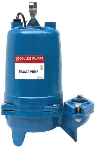 Goulds Pumps - 1/2 hp, 230 Amp Rating, 230 Volts, Nonautomatic Operation, Sewage Pump - 1 Phase, Cast Iron Housing - Eagle Tool & Supply