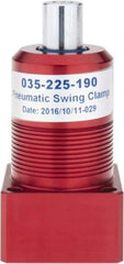 De-Sta-Co - 27 Lb Clamping Force, Right Hand Swing, 26.67mm Total Stroke, Double-Acting Pneumatic Swing Clamp - 10-32 Port, 66.55mm Body Length x 24.89mm Body Width, 0.55 Cu In, 100 Max psi - Eagle Tool & Supply