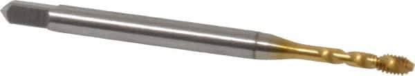 Emuge - #3-56 UNF 2 Flute 2B Bottoming Spiral Flute Tap - Cobalt, TiN Finish, 1.969" OAL, Right Hand Flute, Right Hand Thread, Series Enorm Z - Eagle Tool & Supply