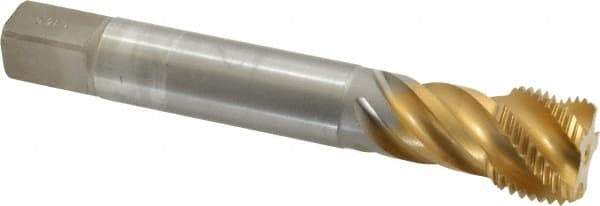 Emuge - 7/8-14 UNF 5 Flute 2B Bottoming Spiral Flute Tap - Cobalt, TiN Finish, 4.921" OAL, Right Hand Flute, Right Hand Thread, Series Enorm Z - Eagle Tool & Supply