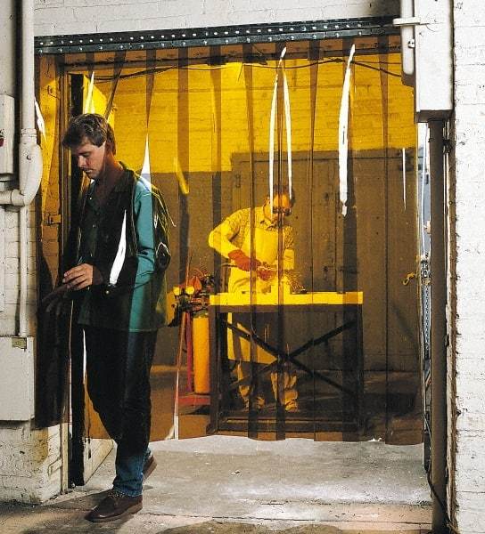 Steiner - 6 Ft. Wide x 8 Ft. High x 0.08 Inch Thick, Vinyl Strip Welding Curtain Kit - Amber with Pipe Mount Clamping Hardware - Eagle Tool & Supply
