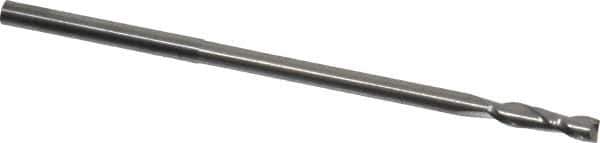 Accupro - 1/8", 1/2" LOC, 1/8" Shank Diam, 3" OAL, 2 Flute, Solid Carbide Square End Mill - Single End, Uncoated, Spiral Flute, 40° Helix, Centercutting, Right Hand Cut, Right Hand Flute - Eagle Tool & Supply