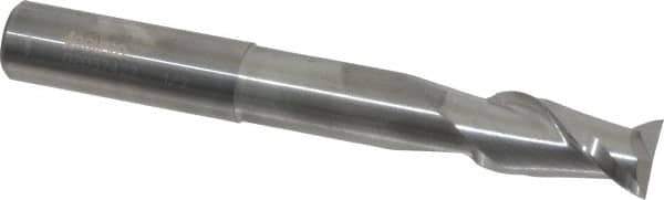 Accupro - 1/2", 1" LOC, 1/2" Shank Diam, 4" OAL, 2 Flute, Solid Carbide Square End Mill - Single End, Uncoated, Spiral Flute, 40° Helix, Centercutting, Right Hand Cut, Right Hand Flute - Eagle Tool & Supply