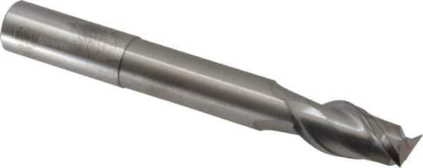 Accupro - 3/4", 1-1/2" LOC, 3/4" Shank Diam, 6" OAL, 2 Flute, Solid Carbide Square End Mill - Single End, Uncoated, Spiral Flute, 40° Helix, Centercutting, Right Hand Cut, Right Hand Flute - Eagle Tool & Supply