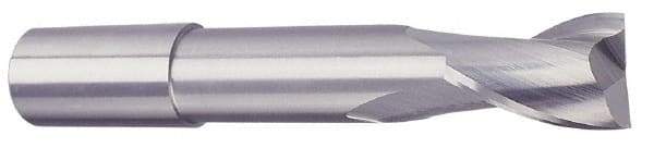 Accupro - 1/2", 1" LOC, 1/2" Shank Diam, 4" OAL, 2 Flute, Solid Carbide Square End Mill - Single End, TiCN Finish, Spiral Flute, 40° Helix, Centercutting, Right Hand Cut, Right Hand Flute - Eagle Tool & Supply